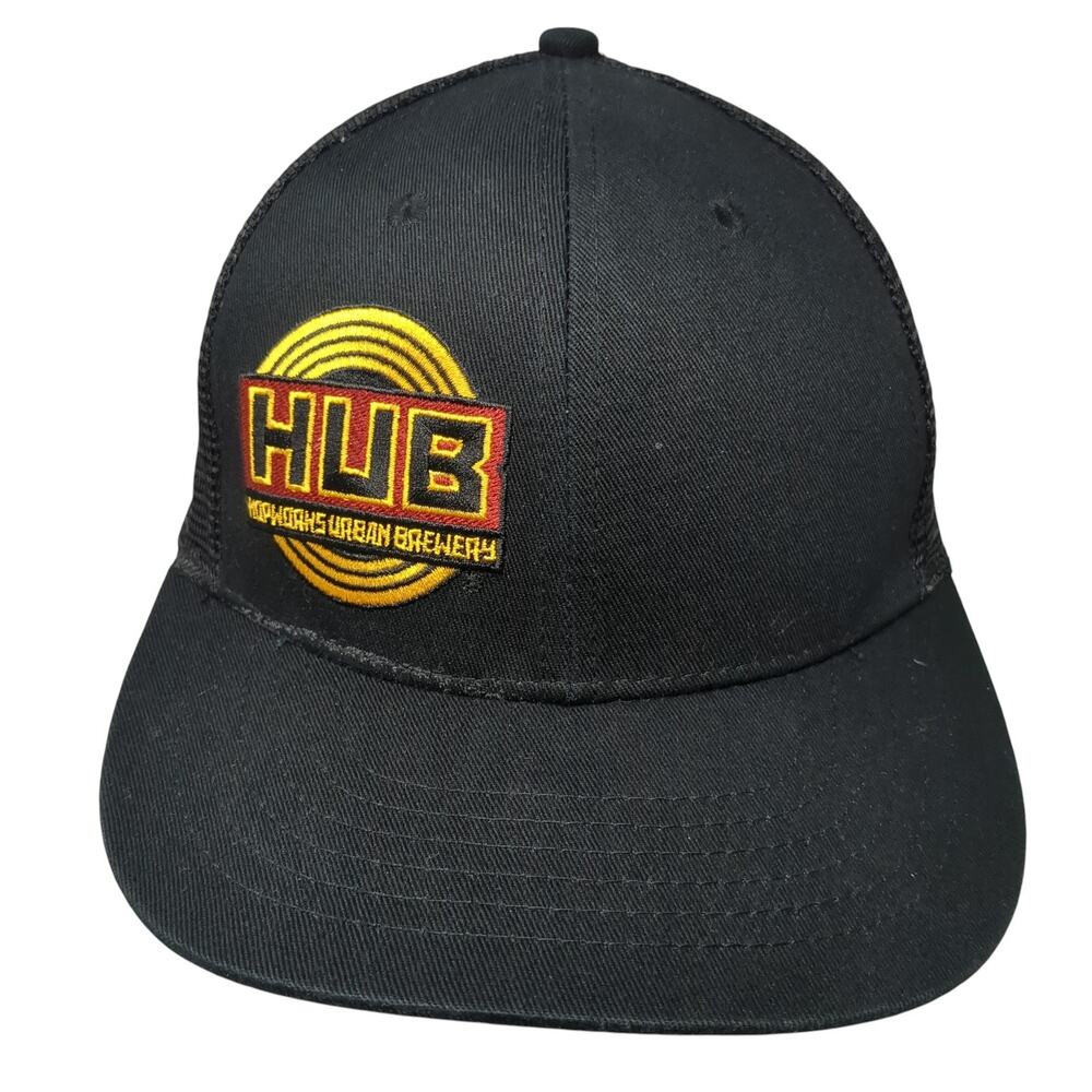 Hub Hopworks Urban Brewery Snapback Trucker Hat Black One Size Embroidered
